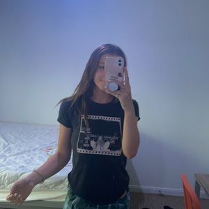 black top with film print